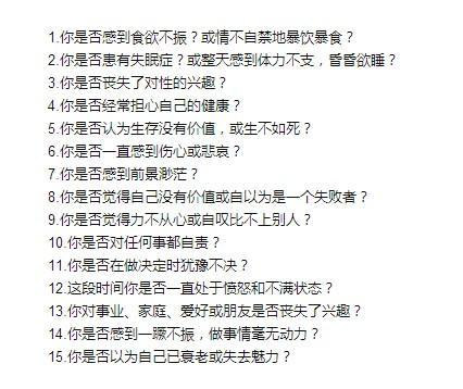 抑郁癥官方測試題在線測試（抑郁癥的表現測試30題在線測試）